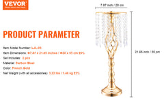 VEVOR 2/10/12PCS Tall Wedding Flower Vase Metal Centerpiece Gold Floral Arrangement Stand Display Rack for Tables Dinner Party