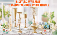 VEVOR 2/10/12PCS Tall Wedding Flower Vase Metal Centerpiece Gold Floral Arrangement Stand Display Rack for Tables Dinner Party