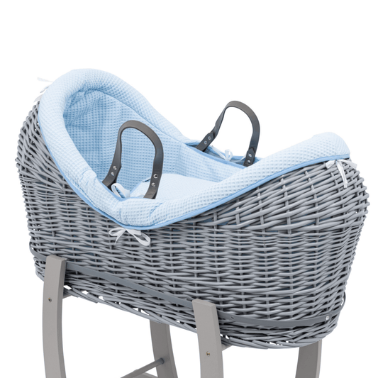 Pod Blue Waffle Moses Basket Bedding Set