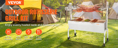 VEVOR Stainless Steel Rotisserie Grill BBQ Whole Pig Lamb Goat Charcoal Spit Grill Electric BBQ Hog Rotisserie Roaster 46 Inch
