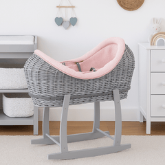 Wicker Deluxe Pod Baby Moses Basket With Stand