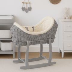Wicker Deluxe Pod Baby Moses Basket With Stand