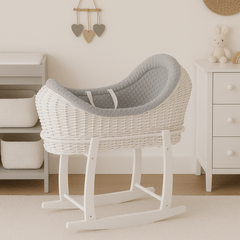 Wicker Deluxe Pod Baby Moses Basket With Stand