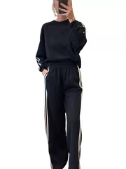 All-match Side Striped Casual Suit Pocket Two-piece Set