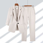 Beige Suit Outfit Top Pants / 2XL
