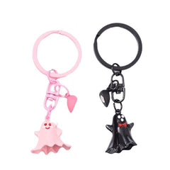 Black Ghost Cartoon Key Button Halloween Key Ring Bag Accessories