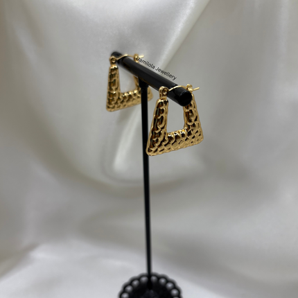 Gold ‘Tianna’ Textured Triangle Hoops
