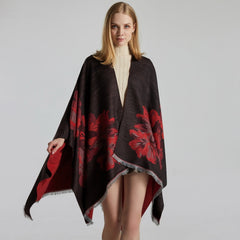 European And American Fashion Jacquard Split Thickened Warm Split Shawl