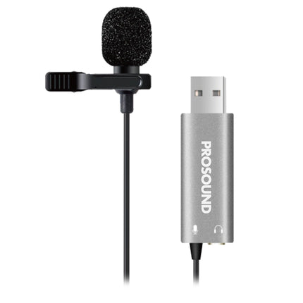 ProSound Lavalier USB-A Microphone Omnidirectional Electret Condenser with 3.5mm Audio Socket