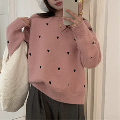 Autumn And Winter Temperament Crew Neck Lovely Loose Soft Glutinous Pullover Sweater For Women