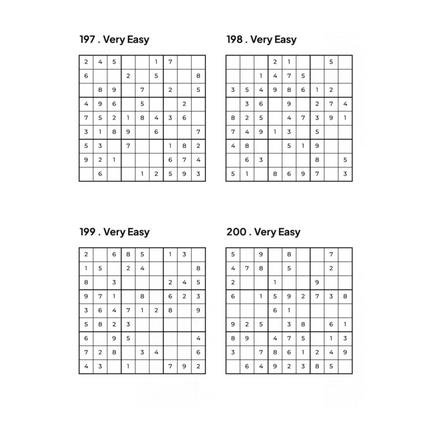 1000 Sudoku Puzzles - 5 DIFFICULTY LEVELS - 4 Per Page - Large Print - Solutions Included