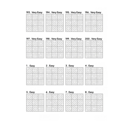 1000 Sudoku Puzzles - 5 DIFFICULTY LEVELS - 4 Per Page - Large Print - Solutions Included
