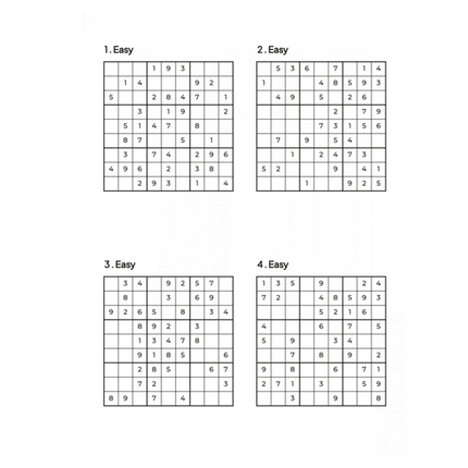 1000 EASY Sudoku Puzzles - 4 Per Page - Large Print - Solutions Included - Great For Beginners