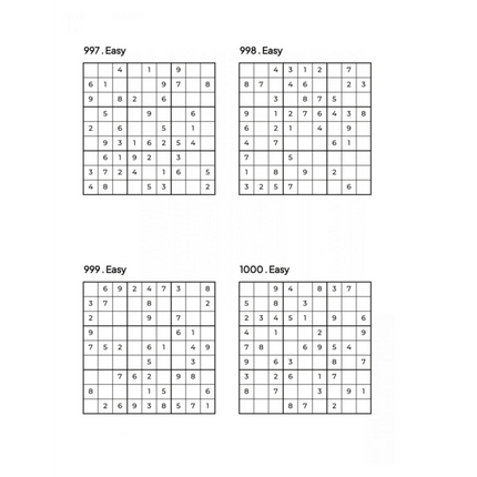 1000 EASY Sudoku Puzzles - 4 Per Page - Large Print - Solutions Included - Great For Beginners