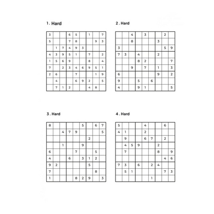 1000 HARD Sudoku Puzzles - 4 Per Page - Large Print - Solutions Included