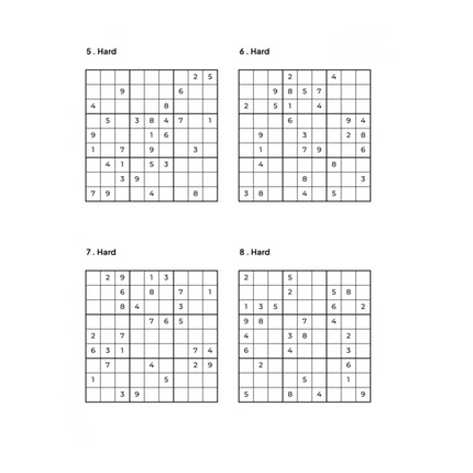 1000 HARD Sudoku Puzzles - 4 Per Page - Large Print - Solutions Included
