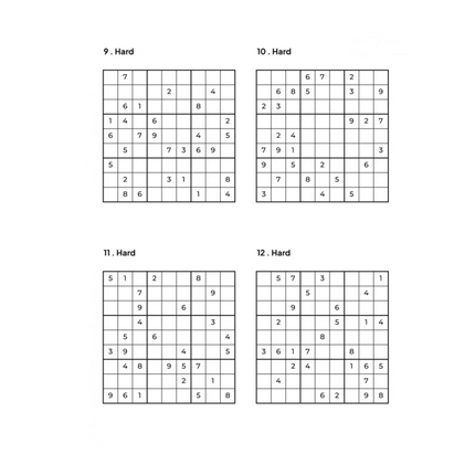 1000 HARD Sudoku Puzzles - 4 Per Page - Large Print - Solutions Included
