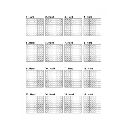 1000 HARD Sudoku Puzzles - 4 Per Page - Large Print - Solutions Included