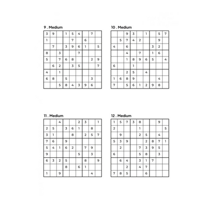 1000 MEDIUM Sudoku Puzzles - 4 Per Page - Large Print - Solutions Included