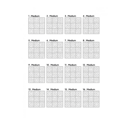 1000 MEDIUM Sudoku Puzzles - 4 Per Page - Large Print - Solutions Included