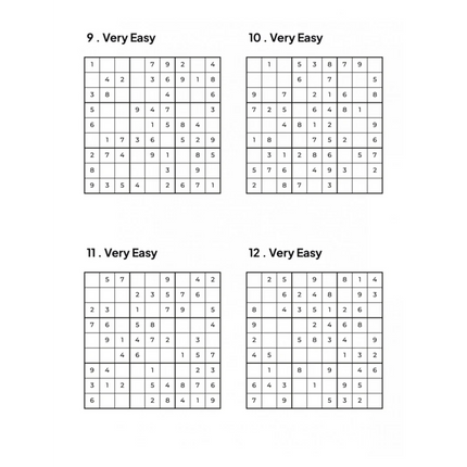 1000 VERY EASY Sudoku Puzzles - 4 Per Page - Large Print - Solutions Included