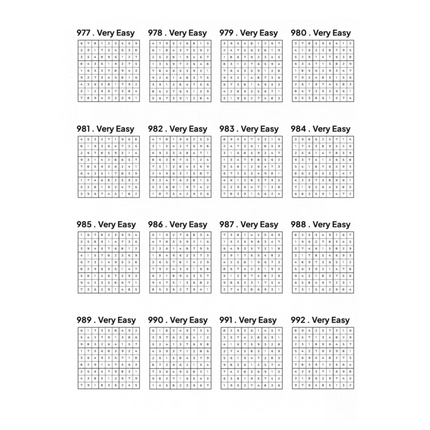 1000 VERY EASY Sudoku Puzzles - 4 Per Page - Large Print - Solutions Included