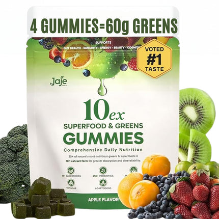 10ex Supergreens Gummies with Probiotics – 40 Superfoods, 10x Nutrition