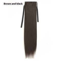 Lace-up Fashion Soft Wig Ponytail Realistic Matte Silk Long Straight Hair