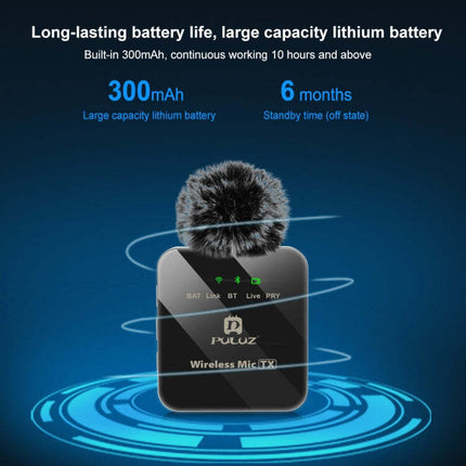 PULUZ Wireless Lavalier Microphone for iPhone / iPad, 8-Pin Receiver and Dual Mi