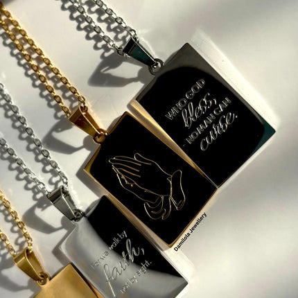 ‘Who God Bless, No Man Can Curse’ Necklace - Gold/Silver - Double Sided