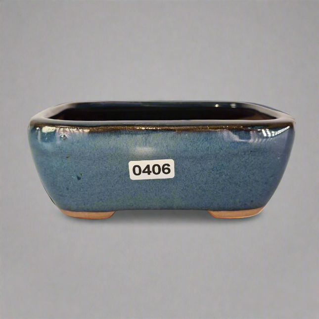 13cm Glazed Bonsai Pot | Rectangle | 13cm x 10cm x 5cm | Blue