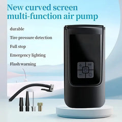 Portable Car Tire Inflator Pump with LED Light – USB Rechargeable Digital Air Compressor, 18650 Lithium Battery Powered, Compact Electric Pump for Cars, Motorcycles, Bicycles & Sports Balls | Modern Car Accessory with Digital Display
