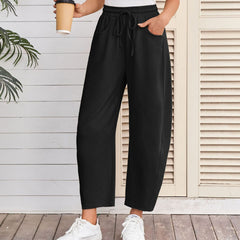 Fashion Loose Sports Drawstring Pocket Cropped Sweatpants
