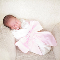 Baby Swaddling Cloth with Cotton Bow - Soft Newborn Swaddle Blanket Wrap for Infants