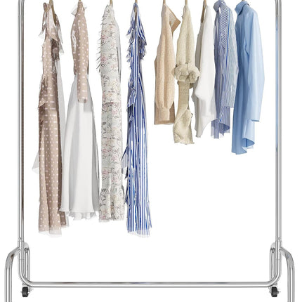 Vivo Technologies Heavy Duty Clothes Rail Freestanding Garment Rail Metal Clothes Rack on Wheels Clothing Rail Holds 100 kg for Shop Home Office Bedroom Laundry Room Indoor