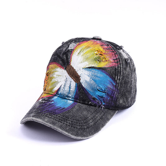 Foreign Trade Hand-painted Butterfly Hat European And American Retro Simplicity Baseball Cap Men And Women Outdoor Peaked Cap Amazon Cowboy Hat