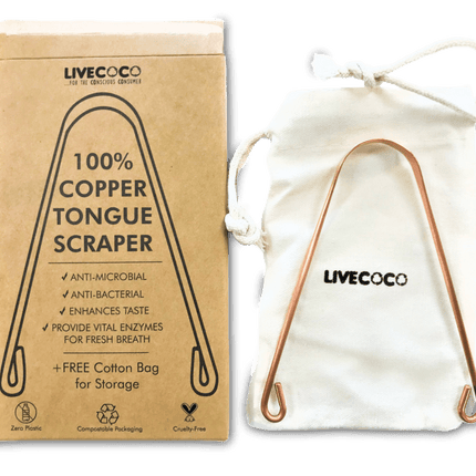 LiveCoco Pure Copper Tongue Scraper (anti-microbial)