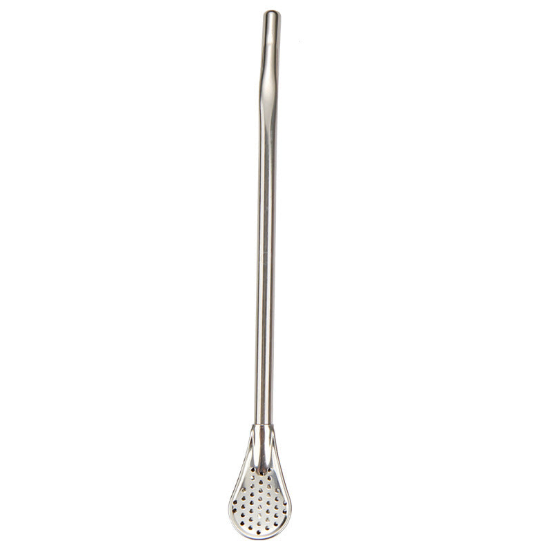 Stirring Spoon With Stainless Steel Filter Straw