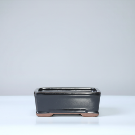 16cm Glazed Bonsai Pot | Rectangle | 16cm x 13cm x 6cm | Black