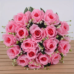 A 18 Head Simulated Rose Bouquet, Rose Silk Flower, Wedding Room Hand-held Flower Decoration, Fake Flower Suitable for Home Weddings