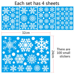 100PCS REUSABLE Christmas Snowflakes Stickers Window Decorations Clings