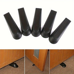 5pcs Black Plastic Door Stopper Wedges for Home and Office Use - Durable & Sturdy