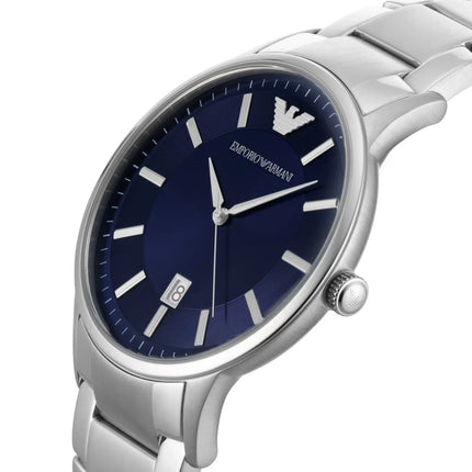 Emporio Armani Men's AR11180 Silver-Tone Stainless Steel Watch with Blue Dial