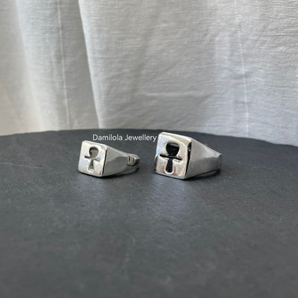 PURE Ankh Chunky Signet Ring - 925 Silver/Gold