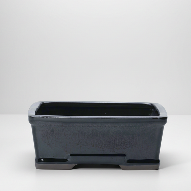 18cm Glazed Bonsai Pot | Rectangle | 18cm x 14cm x 6cm | Black