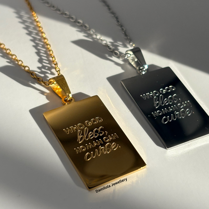 ‘Who God Bless, No Man Can Curse’ Necklace - Gold/Silver - Double Sided