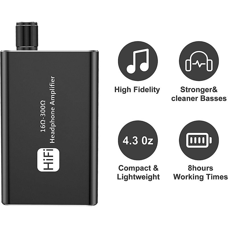 Portable headphone amplifier with high fever, heavy bass, no low noise, HiFi headphone amplifier, AUX audio adjustment