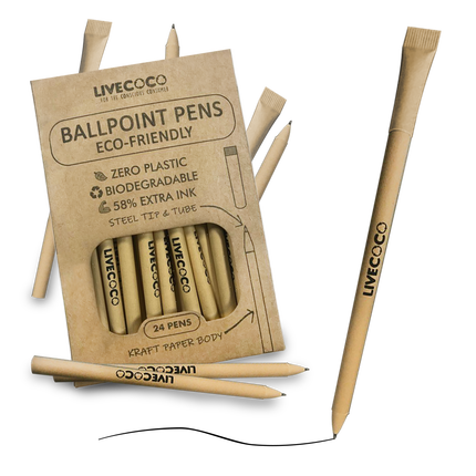 Paper Ballpoint Pens - 24 Pack