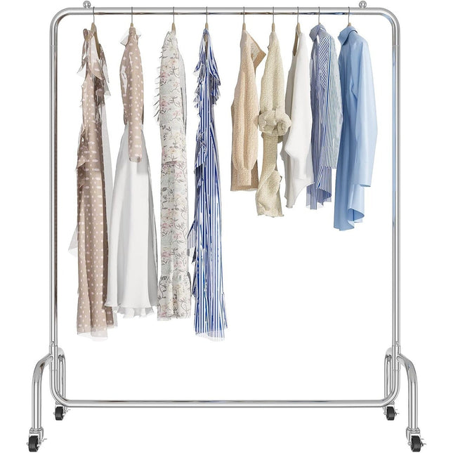 Vivo Technologies Heavy Duty Clothes Rail Freestanding Garment Rail Metal Clothes Rack on Wheels Clothing Rail Holds 100 kg for Shop Home Office Bedroom Laundry Room Indoor