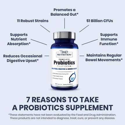 1MD Complete Probiotics Platinum | 51 Billion CFU, 11 Strains, Dairy-Free | Digestive Health Support | 3-Pack